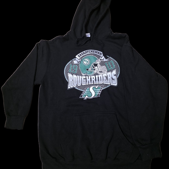 Cfl Other - Saskatchewan Roughriders Black Graphic Hoodie - Green & White Logo